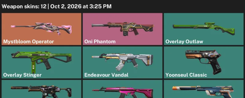Valorant account inventory for LVL 28 · Oni Phantom & 12 Skins Endeavour Vandal