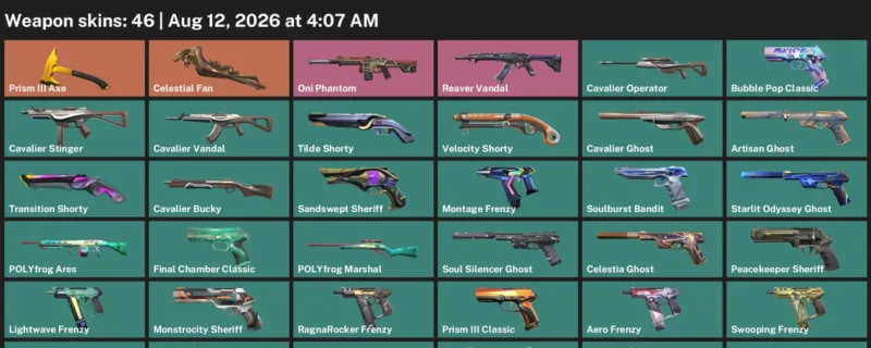 Valorant account inventory for LVL 440 · Celestial Fan & Cavalier Operator