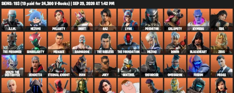Fortnite account inventory for A.I.M. - Nezumi - 120 Outfits