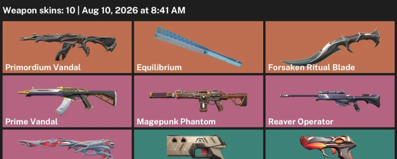 Valorant account inventory for LVL 86 · Forsaken Ritual Blade & Prime Vandal