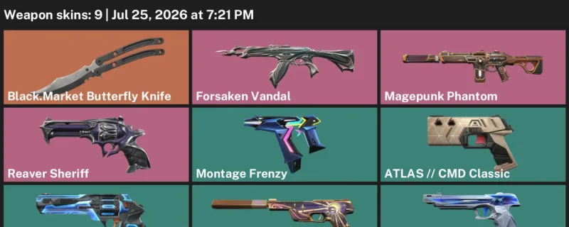 Valorant Accounts listing: LVL 119 · Black.Market Butterfly Knife · 9 Skins - Diamond 1, 9 skins
