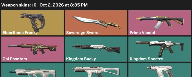 Valorant account inventory for LVL 21 · Elderflame Frenzy & Sovereign Sword