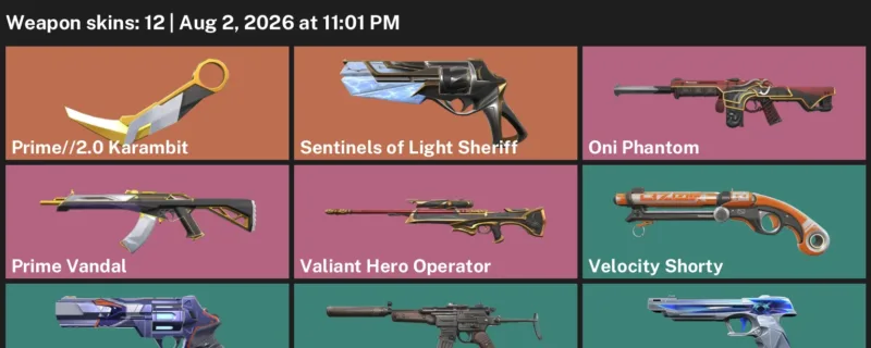Valorant account inventory for LVL 104 · 2.0 Karambit & Prime Vandal