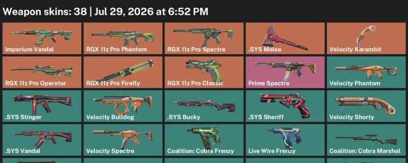 Valorant Accounts listing: LVL 122 · .SYS Melee & Velocity Karambit · 38 Skins - Bronze 1, 38 skins