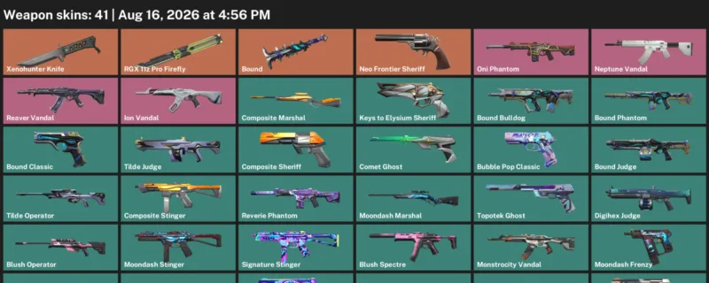 Valorant account inventory for LVL 136 · Xenohunter Knife & Blush Operator