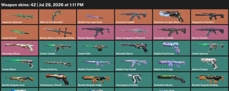 Valorant Accounts listing: LVL 84 · Broken Blade of the Ruined King & Comet Sword · 42 Skins - Bronze 1, 42 skins