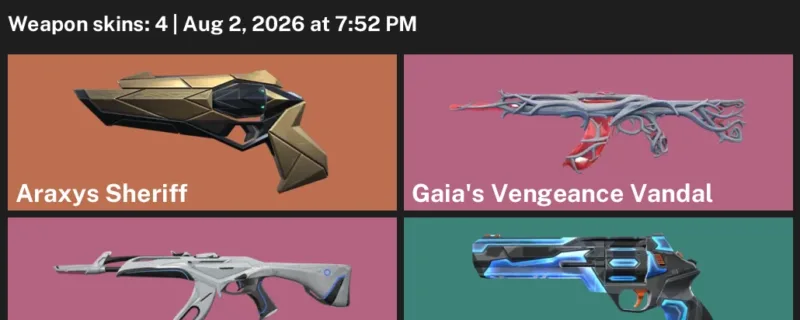 Valorant account inventory for LVL 44 · Araxys Sheriff & Gaia's Vengeance Vandal