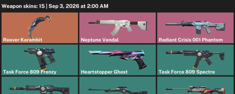 Valorant account inventory for LVL 72 · Reaver Karambit & Neptune Vandal