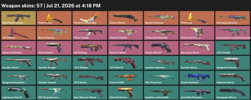 Valorant Accounts listing: LVL 110 · .SYS Melee & Prime//2.0 Karambit · 57 Skins - Bronze 2, 57 skins