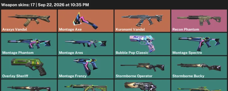 Valorant account inventory for LVL 104 · Kuronami Vandal & 17 Skins Araxys Vandal