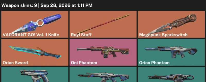 Valorant account inventory for LVL 12 · Oni Phantom & Orion Vandal