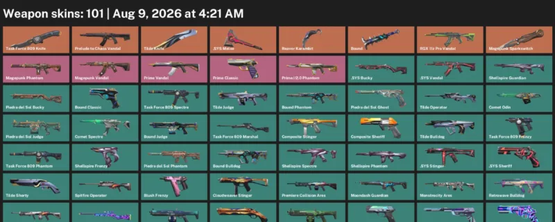 Valorant account inventory for LVL 123 · Reaver Karambit & Tilde Knife