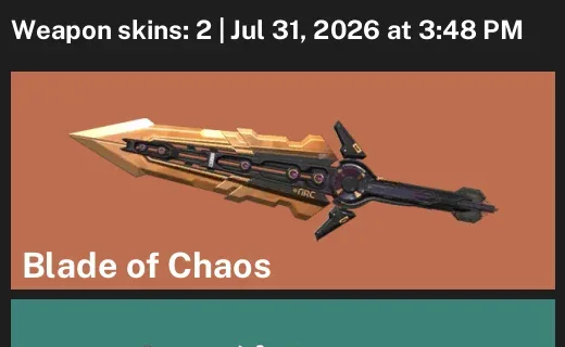 Valorant account inventory for LVL 25 · Sakura Vandal & · Blade of Chaos · 2 Skins Blade of Chaos