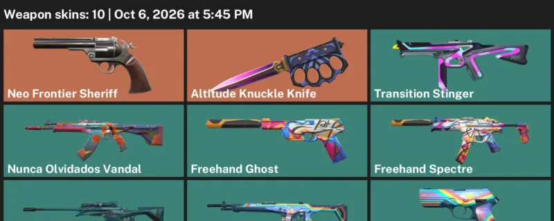 Valorant account inventory for LVL 16 · Altitude Knuckle Knife & Nunca Olvidados Vandal