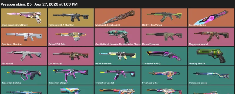 Valorant account inventory for LVL 44 · Transition Knife & Ion Vandal