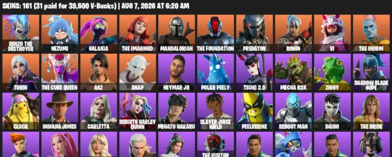 Fortnite account inventory for LVL 1312 - Renzo the Destroyer - Nezumi - 161 Outfits