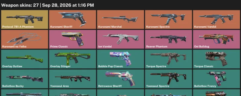 Valorant account inventory for LVL 103 · Kuronami no Yaiba & Bulletbox Bucky