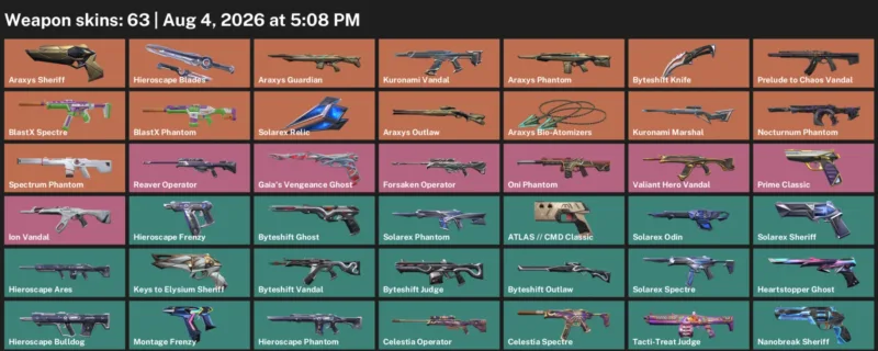 Valorant account inventory for LVL 181 · Araxys Phantom & Araxys Sheriff