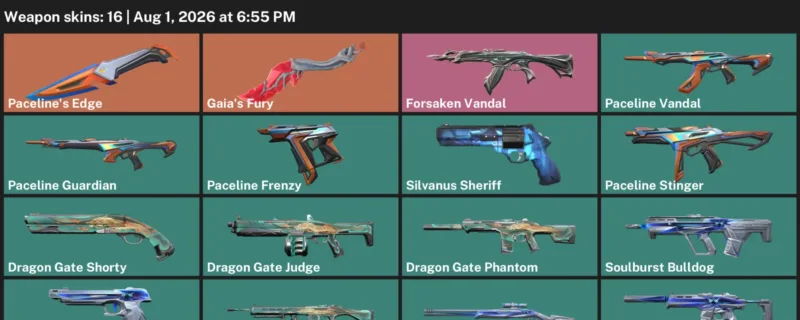 Valorant account inventory for LVL 24 · Forsaken Vandal & Dragon Gate Phantom