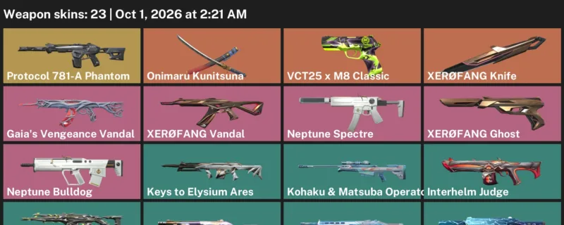 Valorant account inventory for LVL 27 · XerØFang Knife & Gaia's Vengeance Vandal