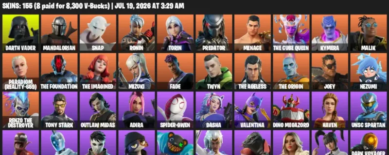 Fortnite Accounts listing: LVL 2379 - Darth Vader - Mandalorian - 155 Outfits - 155 outfits