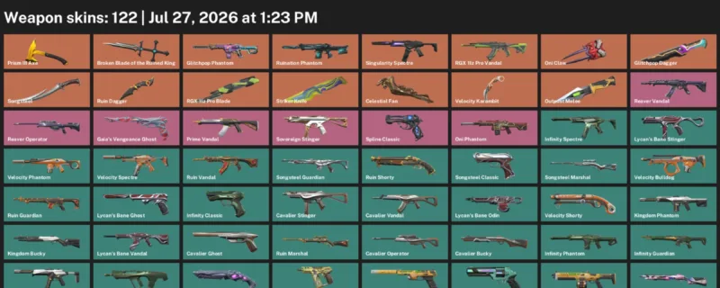 Valorant Accounts listing: LVL 247 · Broken Blade of the Ruined King & Celestial Fan · 122 Skins - Gold 2, 122 skins
