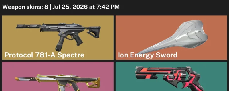 Valorant Accounts listing: LVL 26 · Ion Energy Sword · 8 Skins - Unranked, 8 skins