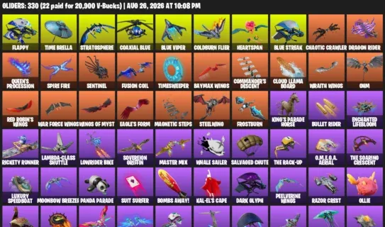 Fortnite account inventory for LVL 4300 - The Reaper - Blizzard Bomber - 624 Outfits