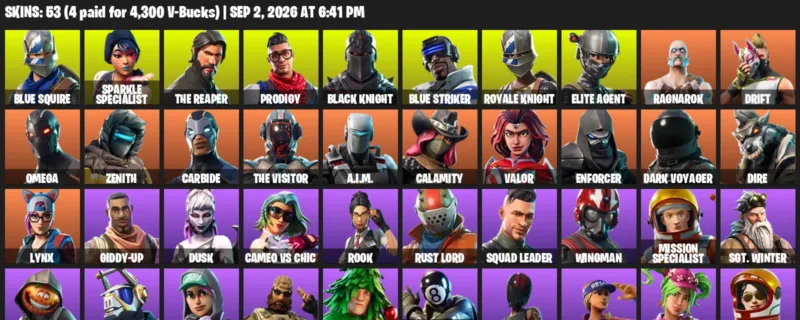 Fortnite account inventory for LVL 636 - Blue Squire - Sparkle Specialist - 53 Outfits