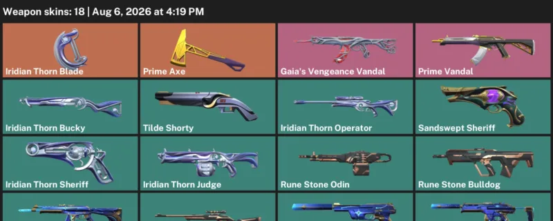 Valorant account inventory for LVL 88 · Prime Vandal & Iridian Thorn Blade
