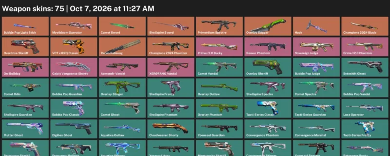 Valorant account inventory for LVL 229 · 75 Skins Champions 2024 Blade