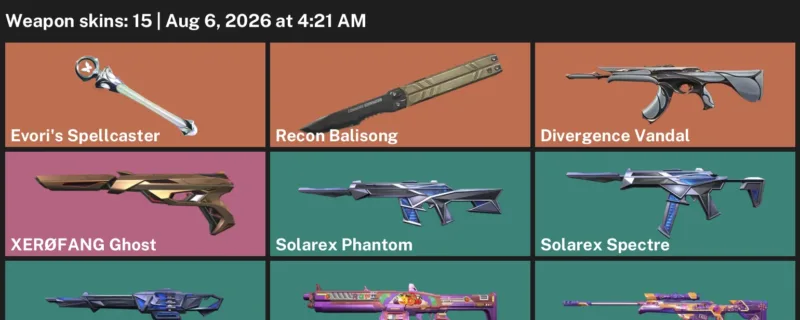 Valorant account inventory for LVL 22 · Daydreams Operator & Divergence Vandal & Solarex Phantom