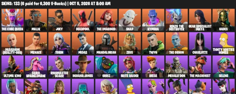 Fortnite account inventory for The Cube Queen - Malik - 120 Outfits