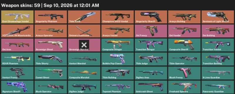 Valorant account inventory for LVL 122 · Araxys Vandal & Araxys Operator