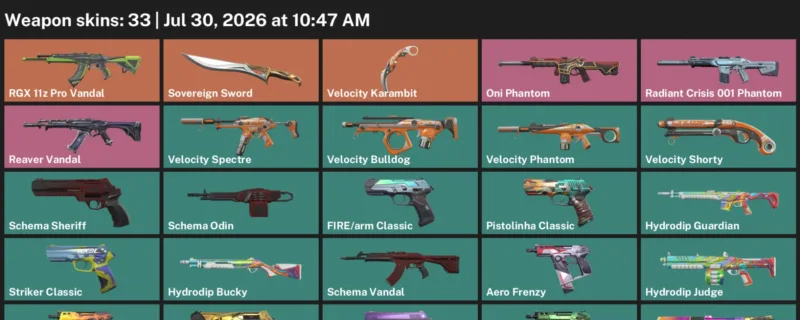 Valorant Accounts listing: LVL 219 · Sovereign Sword & Velocity Karambit · 33 Skins - Platinum 2, 33 skins