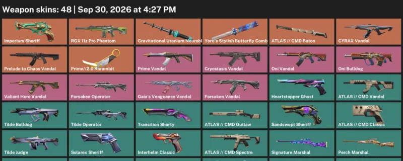 Valorant account inventory for LVL 256 · 2.0 Karambit & Cmd Vandal