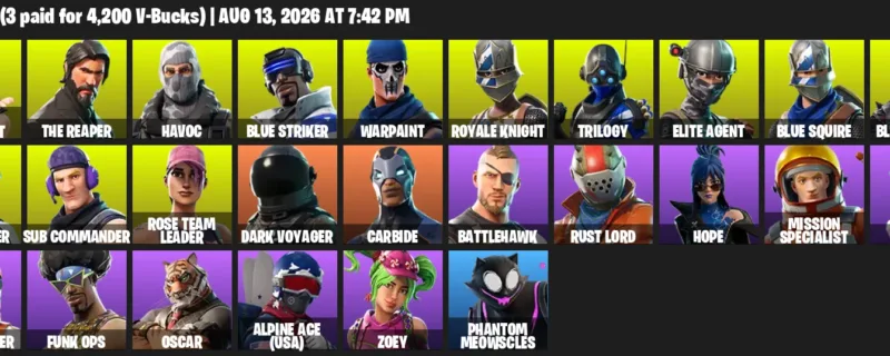 Fortnite account inventory for LVL 297 - Sparkle Specialist - The Reaper - 26 Outfits