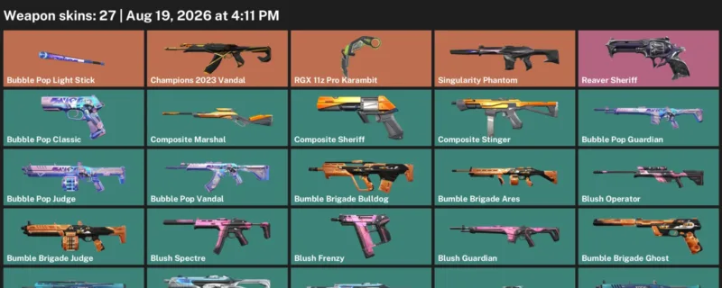 Valorant account inventory for LVL 57 · RGX 11z Pro Karambit & Blush Operator