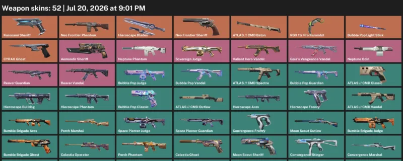 Valorant Accounts listing: LVL 87 · RGX 11z Pro Karambit · 52 Skins - Silver 1, 52 skins