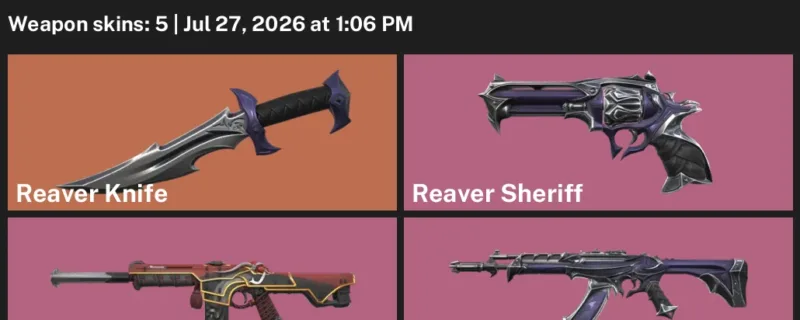 Valorant Accounts listing: LVL 59 · Reaver Knife · 5 Skins - Gold 1, 5 skins
