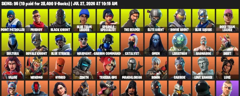 Fortnite Accounts listing: LVL 1421 - Point Patroller - Prodigy - 95 Outfits - 95 outfits