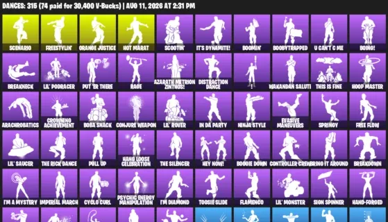 Fortnite account inventory for LVL 5612 - Trailblazer - John Wick - 549 Outfits