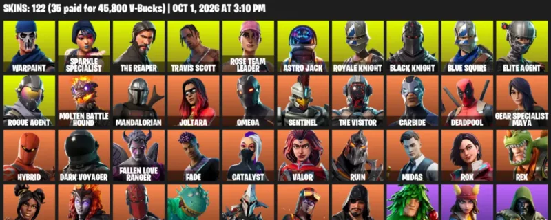 Fortnite account inventory for Warpaint - Sparkle Specialist - 120 Outfits