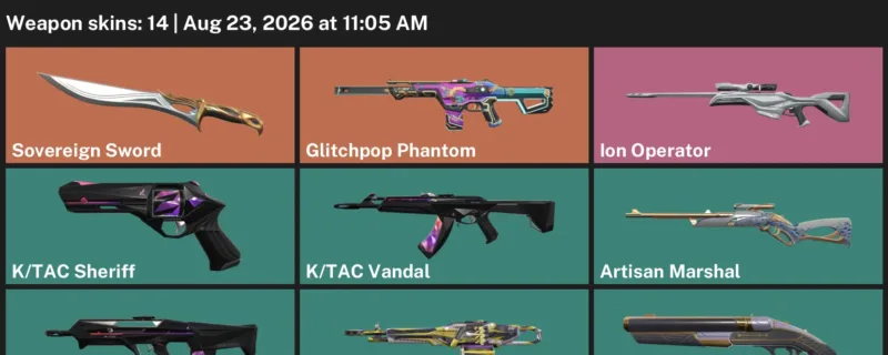 Valorant account inventory for LVL 46 · Glitchpop Phantom & Ion Operator