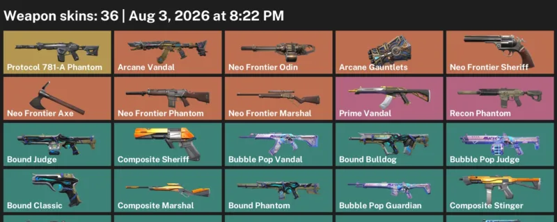 Valorant account inventory for LVL 41 · Arcane Vandal & 36 Skins Arcane Gauntlets