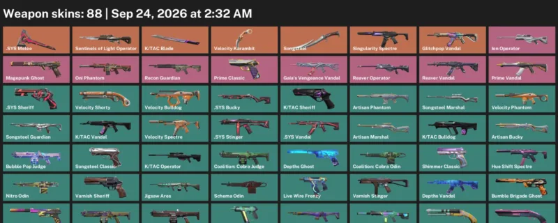Valorant account inventory for LVL 227 · Velocity Karambit & Tac Blade