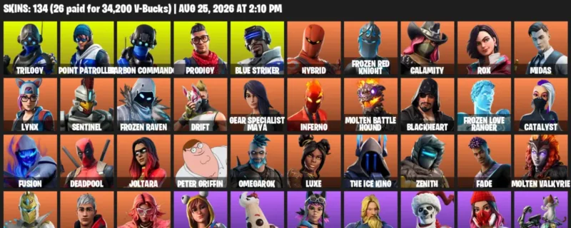 Fortnite account inventory for LVL 2547 - Trilogy - Point Patroller - 134 Outfits