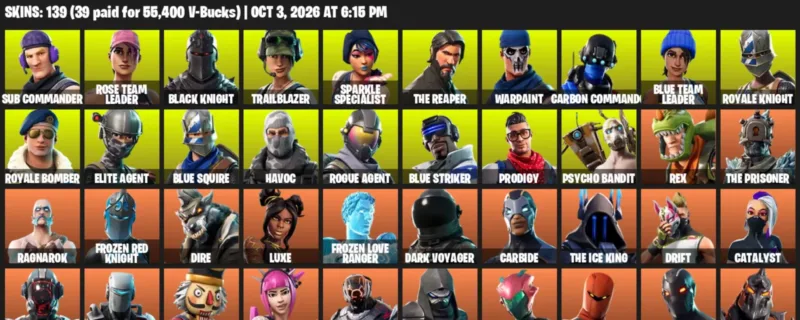 Fortnite account inventory for Sub Commander - Rose Team Leader - 120 Outfits