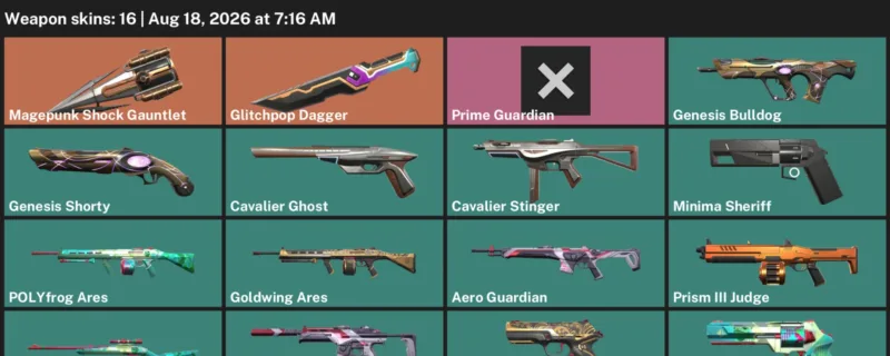 Valorant account inventory for LVL 35 · Glitchpop Dagger & Aero Spectre