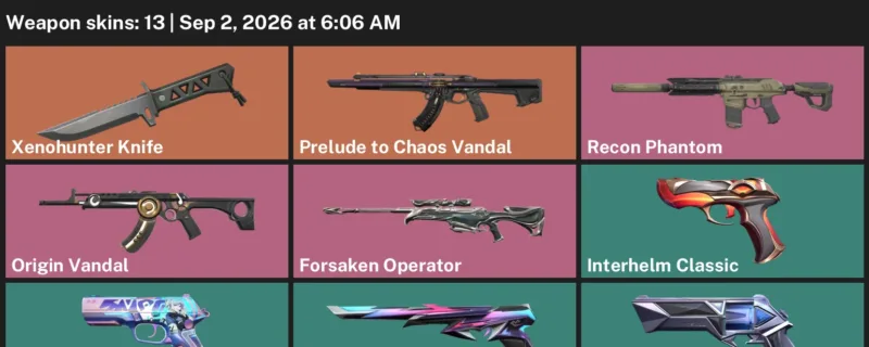 Valorant account inventory for LVL 153 · Xenohunter Knife & Forsaken Operator